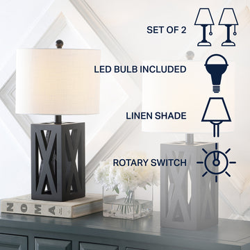 Stewart 21.5" Wood LED Table Lamp